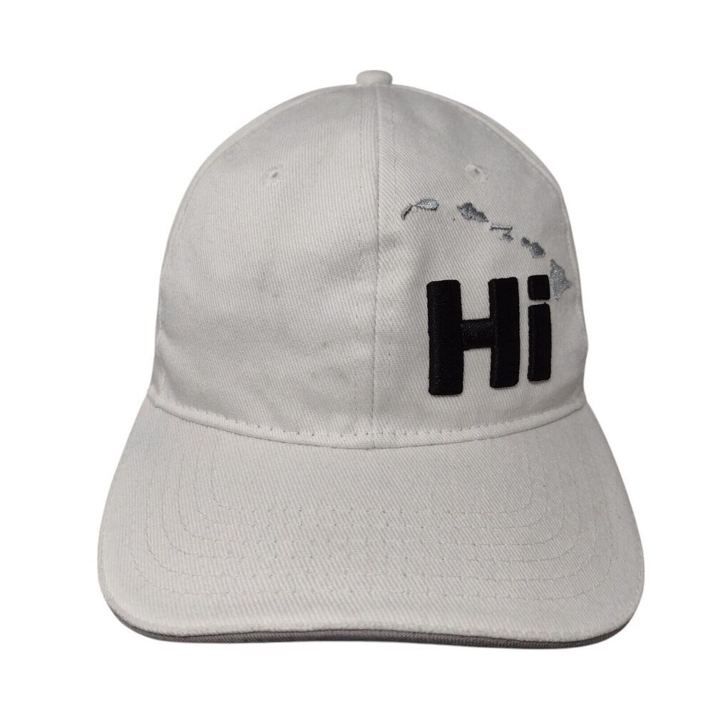 Hi Stretch Fitted Hat White OSFA Embroidered Vented Holes 6 Panel Surfware